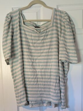 Lauren Ralph Lauren Blue & White Striped Knit Top